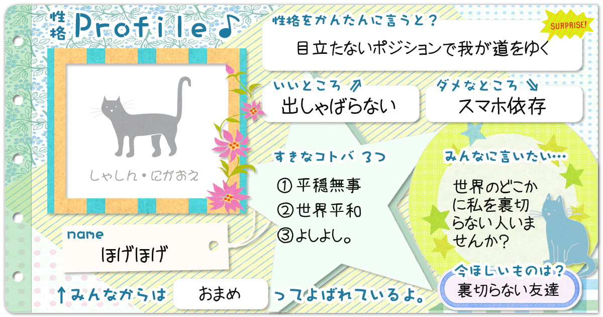 性格診断 勝手にプロフィール帳 性格編 無料のハニホー 診断結果