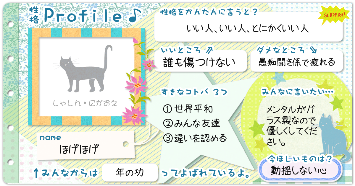 性格診断 勝手にプロフィール帳 性格編 無料のハニホー 診断結果