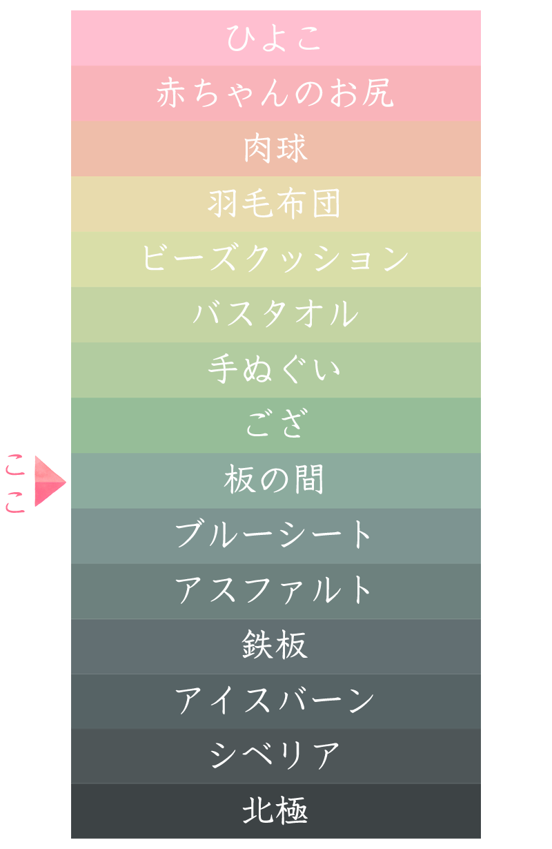 優しさ診断の総合ランク「板の間」